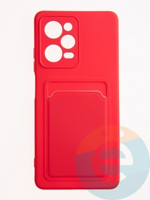 Накладка Soft touch с кармашком для Xiaomi Redmi Note 12 Pro/Poco X5 Pro красная - фото 61904