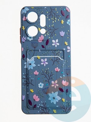 Накладка силиконовая Summer с кардхолдером для Huawei Honor X7A синяя - фото 62053