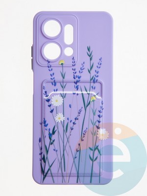 Накладка силиконовая Summer с кардхолдером для Huawei Honor X7A сиреневая - фото 62056