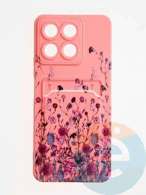 Накладка силиконовая Summer с кардхолдером для Huawei Honor X8A розовая - фото 62086