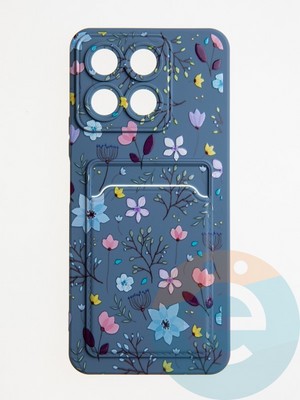 Накладка силиконовая Summer с кардхолдером для Huawei Honor X8A синяя - фото 62089