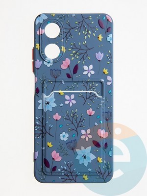 Накладка силиконовая Summer с кардхолдером для Oppo A17 синяя - фото 62125