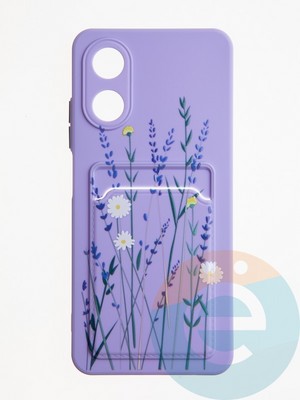Накладка силиконовая Summer с кардхолдером для Oppo A17 сиреневая - фото 62128