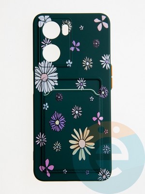 Накладка силиконовая Summer с кардхолдером для Oppo A57S зеленая - фото 62155
