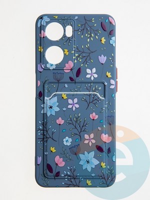 Накладка силиконовая Summer с кардхолдером для Oppo A57S синяя - фото 62161