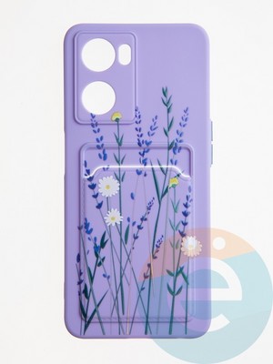 Накладка силиконовая Summer с кардхолдером для Oppo A57S сиреневая - фото 62163