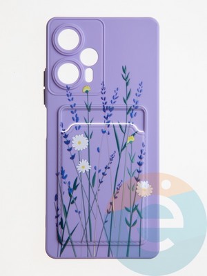 Накладка силиконовая Summer с кардхолдером для Poco F5 сиреневая - фото 62181