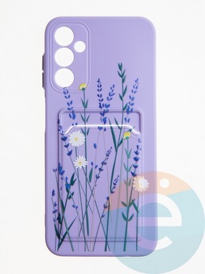 Накладка силиконовая Summer с кардхолдером для Samsung Galaxy A14 сиреневая - фото 62217