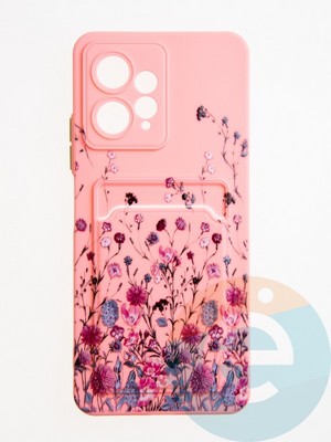 Накладка силиконовая Summer с кардхолдером для Xiaomi Redmi Note 12 4G розовая - фото 62307