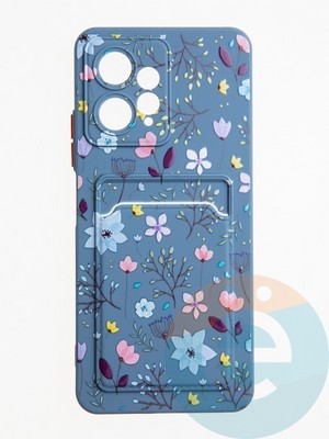 Накладка силиконовая Summer с кардхолдером для Xiaomi Redmi Note 12 4G синяя - фото 62310