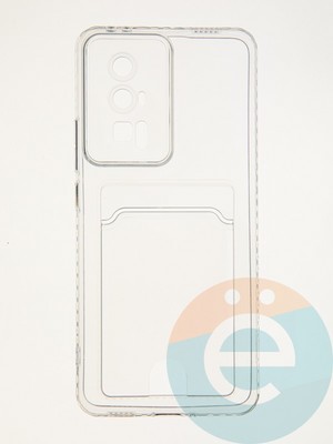 Накладка силиконовая с кардхолдером для Poco F5 Pro прозрачная - фото 62343