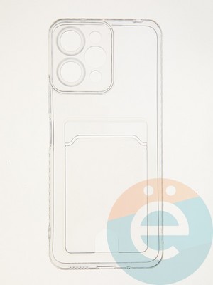 Накладка силиконовая с кардхолдером для Xiaomi Redmi 12 прозрачная - фото 62359