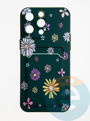 Накладка силиконовая Summer с кардхолдером для Apple iPhone 15 Pro Max зеленая - фото 62539