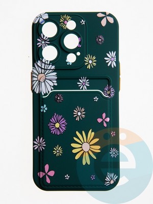 Накладка силиконовая Summer с кардхолдером для Apple iPhone 15 Pro зеленая - фото 62548