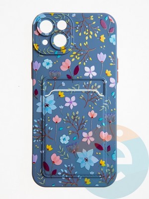 Накладка силиконовая Summer с кардхолдером для Apple iPhone 15 Ultra синяя - фото 62560