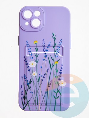 Накладка силиконовая Summer с кардхолдером для Apple iPhone 15 Ultra сиреневая - фото 62563