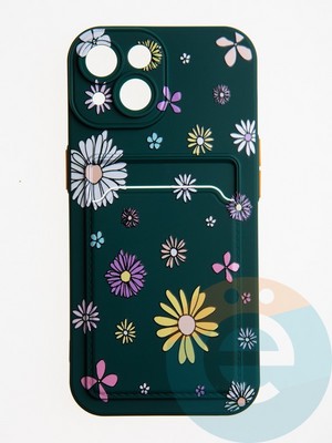 Накладка силиконовая Summer с кардхолдером для Apple iPhone 15 зеленая - фото 62566
