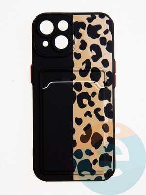 Накладка силиконовая Summer с кардхолдером для Apple iPhone 15 черная - фото 62573