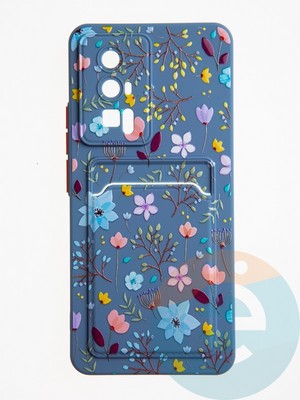 Накладка силиконовая Summer с кардхолдером для Poco F5 Pro синяя - фото 62580
