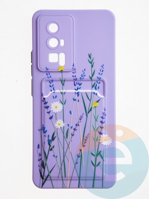 Накладка силиконовая Summer с кардхолдером для Poco F5 Pro сиреневая - фото 62582
