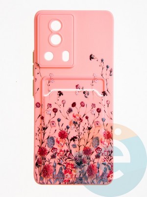 Накладка силиконовая Summer с кардхолдером для Xiaomi Mi 13 Lite розовая - фото 62588