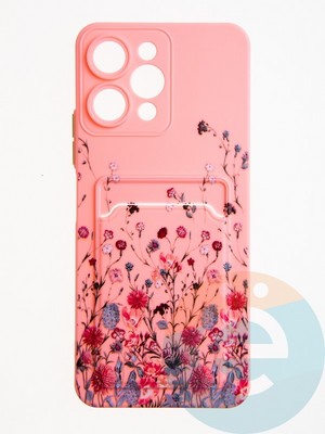 Накладка силиконовая Summer с кардхолдером для Xiaomi Redmi 12 розовая - фото 62598