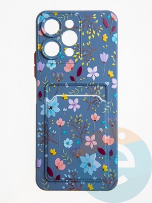 Накладка силиконовая Summer с кардхолдером для Xiaomi Redmi 12 синяя - фото 62599