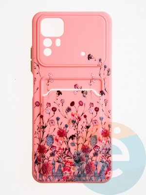 Накладка силиконовая Summer с кардхолдером для Xiaomi Redmi Note 12S розовая - фото 62610