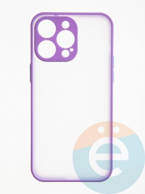 Накладка пластиковая с силиконовой окантовкой с защищенной камерой для iPhone 15 Pro Max сиреневая - фото 62642
