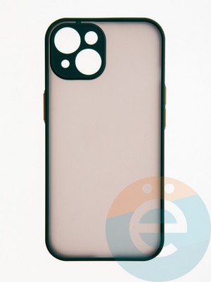 Накладка пластиковая с силиконовой окантовкой с защищенной камерой для iPhone 15 зеленая - фото 62648