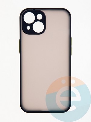 Накладка пластиковая с силиконовой окантовкой с защищенной камерой для iPhone 15 синяя - фото 62650