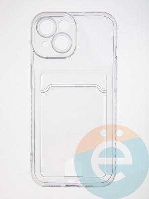 Накладка силиконовая с кардхолдером для Apple iPhone 15 прозрачная - фото 62661