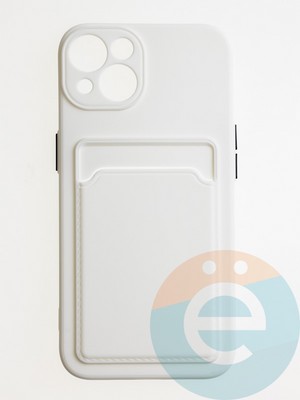 Накладка силиконовая Winter с кардхолдером для Apple iPhone 13 белая - фото 62702