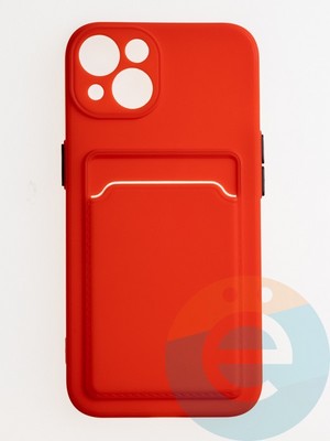 Накладка силиконовая Winter с кардхолдером для Apple iPhone 13 красная - фото 62706