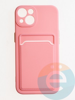 Накладка силиконовая Winter с кардхолдером для Apple iPhone 13 розовая - фото 62707