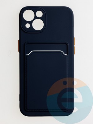 Накладка силиконовая Winter с кардхолдером для Apple iPhone 13 синяя - фото 62708