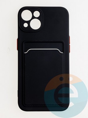 Накладка силиконовая Winter с кардхолдером для Apple iPhone 13 черная - фото 62713