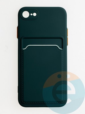 Накладка силиконовая Winter с кардхолдером для Apple iPhone 7/8/SE 2020 зеленая - фото 62714