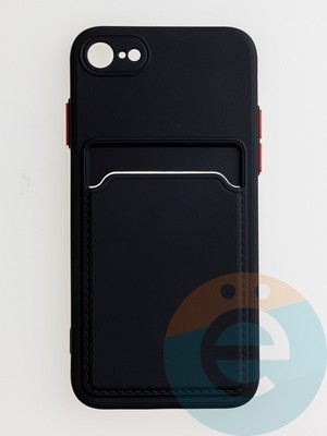 Накладка силиконовая Winter с кардхолдером для Apple iPhone 7/8/SE 2020 черная - фото 62716