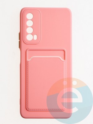 Накладка силиконовая Winter с кардхолдером для Huawei P Smart 2021 розовая - фото 62725