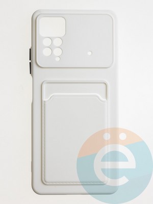 Накладка силиконовая Winter с кардхолдером для Poco X4 Pro белая - фото 62750