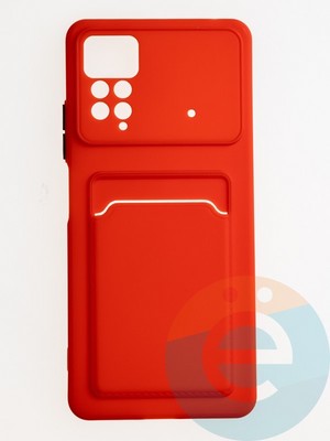 Накладка силиконовая Winter с кардхолдером для Poco X4 Pro красная - фото 62753