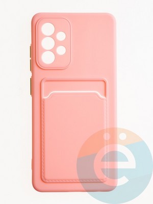 Накладка силиконовая Winter с кардхолдером для Samsung Galaxy A52 розовая - фото 62787