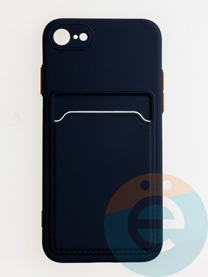 Накладка силиконовая Winter с кардхолдером для Apple iPhone 7/8/SE 2020 синяя - фото 63977