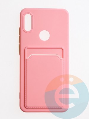 Накладка силиконовая Winter с кардхолдером для Huawei Y6 2019/Honor 8A розовая - фото 62817