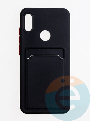 Накладка силиконовая Winter с кардхолдером для Huawei Y6 2019/Honor 8A черная - фото 62822