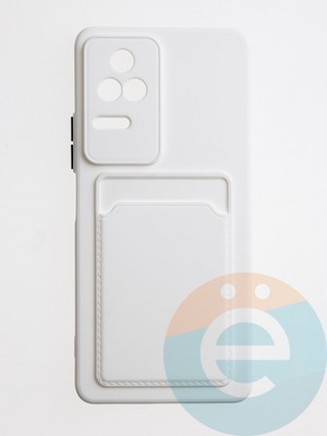 Накладка силиконовая Winter с кардхолдером для Poco F4 белая - фото 62857