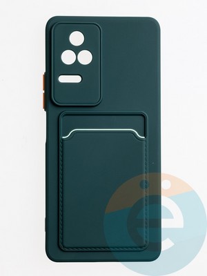 Накладка силиконовая Winter с кардхолдером для Poco F4 зеленая - фото 62860