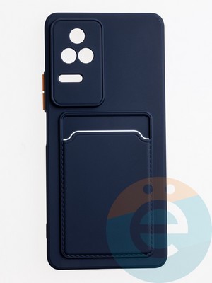 Накладка силиконовая Winter с кардхолдером для Poco F4 синяя - фото 62865