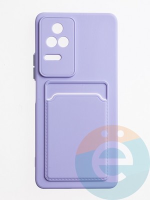 Накладка силиконовая Winter с кардхолдером для Poco F4 сиреневая - фото 62867